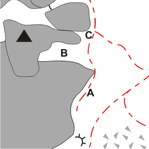 Схема скалолазных секторов массива вершины горы Индюк